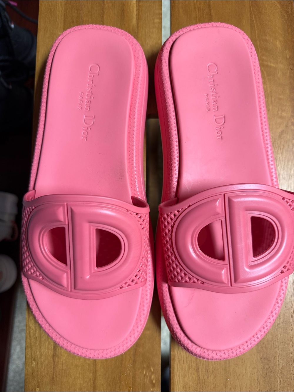 Dior Pink Rubber Slide Sandals